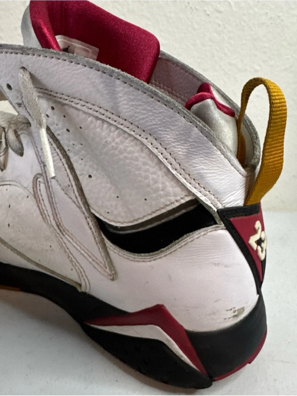 Jordan Men’s White with Red and Gold High-Top Athletic Sneakers